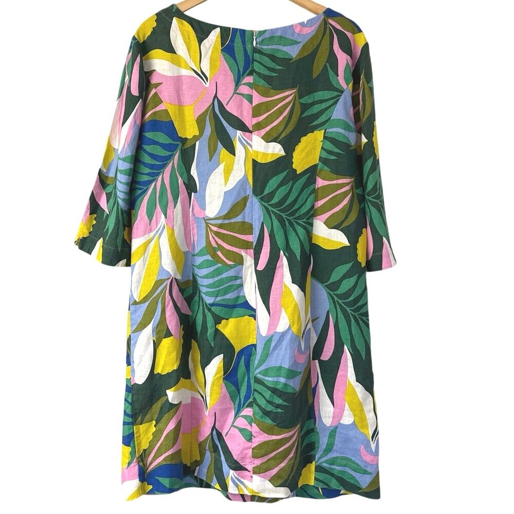 Boden Laurie Linen Shift Dress Womens Size 8R Multi Color Plum Blossom Tropical - Picture 4 of 11